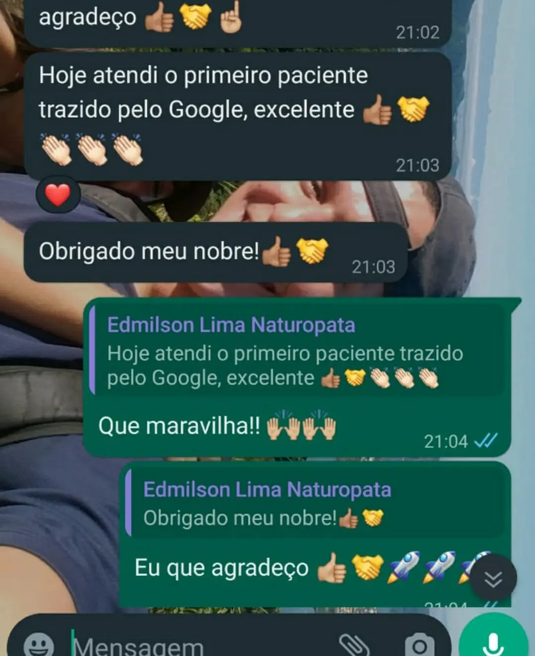 “Hoje atendi o primeiro paciente trazido pelo Google.”: captura real sem recorte